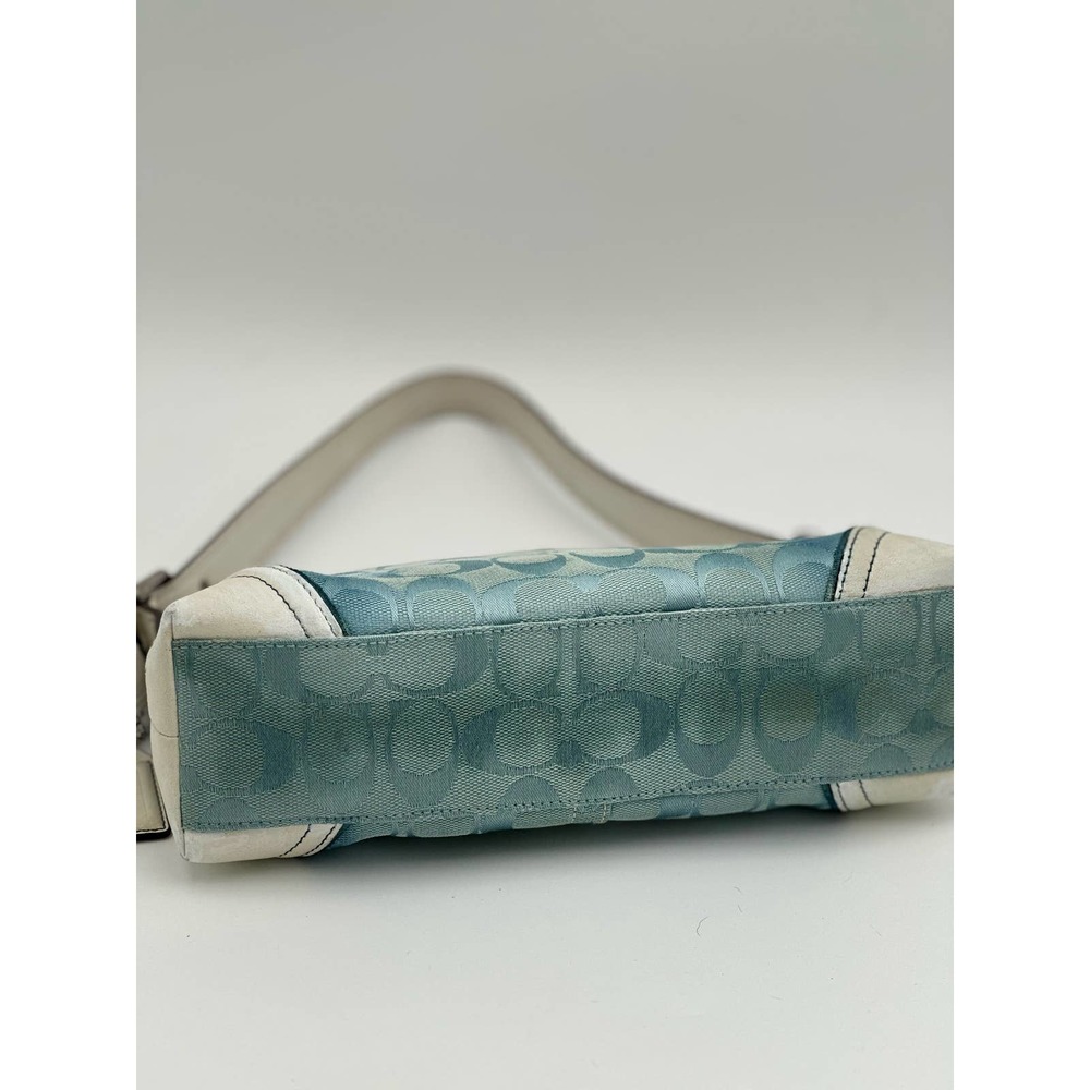 Coach Blue and Cream Monogram Shoulder Bag - Picture 3 of 10